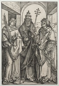 Svatí Štěpán, Sixtus a Lawrence, kolem 1504-05 (dřevořez) od Albrecht Dürer or Duerer