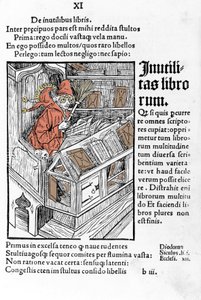 Savant má svou kancelář. Nosí brýle. Xylografie Durera v „das narrenschiff““ od Sebastiana Brandta. od Albrecht Dürer