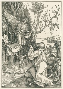 Anděl přinášející poselství Joachimovi, asi 1504 (dřevoryt) od Albrecht Dürer or Duerer