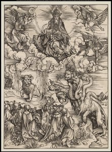 Apokalypsa: Bestie se dvěma rohy jako beránek, 1496-97 od Albrecht Dürer