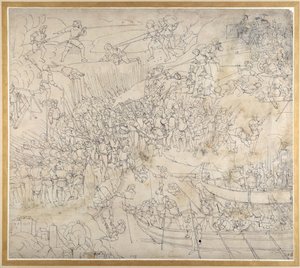 Fasáda domu Giulia Romana v Římě (pero a inkoust na papíře) od Albrecht Dürer
