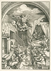 Narození Panny Marie, asi 1503 (dřevoryt) od Albrecht Dürer or Duerer