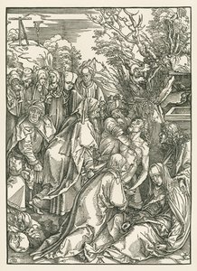 Pohřbívání do hrobu, asi 1496-97 (dřevoryt) od Albrecht Dürer or Duerer
