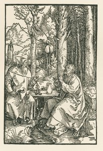 Poustevníci svatý Antonín Veliký a svatý Pavel, asi 1503-04 (dřevoryt) od Albrecht Dürer or Duerer