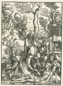 Oplakávání Krista, asi 1498-99 (dřevoryt) od Albrecht Dürer or Duerer