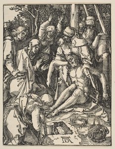 Oplakávání, z Malých pašijí, kolem 159 (dřevořez) od Albrecht Dürer