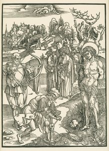 Umučení svatého Šebestiána, kolem roku 1500 (dřevoryt) od Albrecht Dürer or Duerer