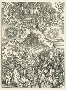 Otevření páté a šesté pečeti. Zjevení svatého Jana, asi 1497-98 (dřevoryt) od Albrecht Dürer or Duerer