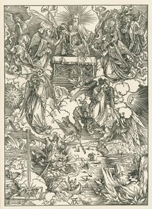Sedm trubek je dáno andělům. Zjevení svatého Jana, asi 1496-97 (dřevoryt) od Albrecht Dürer or Duerer
