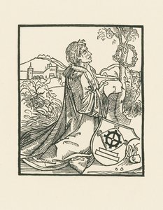 Básník Sebastian Brant klečí od Albrecht Dürer or Duerer