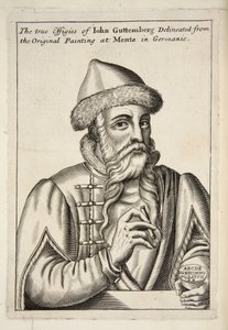 John Guttemberg, z Mechanick Exercises: or The Doctrine of Handy-Works application to the Art of Printing, pub. 1683