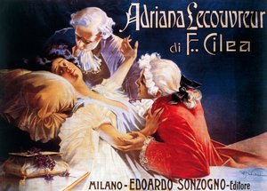 Plakát k opeře Adriana Lecouvreur od Francesca Cilea (1866-1950)