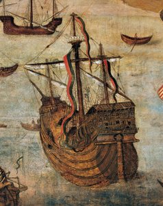 Španělská karavela (detail z Virgin of the Navigators)