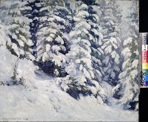 Les v zimě. Obraz Alexandra Alexejeviče Borisova (1866-1934). Olej na plátně, 78 x 90 cm od Aleksandr Alekseevich Borisov