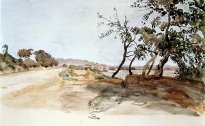Italský venkov, akvarel od Alexandra Ivanova (18061858), ruského malíře