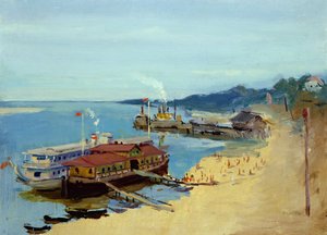 Lodě na Volze od Aleksandr Isaakovich Rusakov