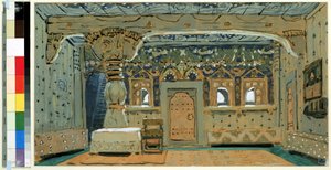 Přípravná výprava k opeře Pskovitaine (Panská panna) Nicholase Rimského Korsakova (Rimsky-Korsakov) (1844-1908) (scéna k opeře Pskovská panna N. Rimského Korsakova (Rimského-Korsakova). Alexandr Jakvlevic