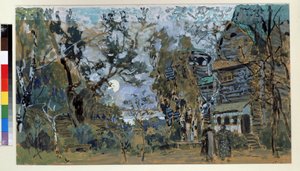 Přípravná výprava k opeře Pskovská panna Nicholase Rimského Korsakova (Rimskij-Korsakov) (1844-1908) (scéna k opeře Pskovská panna N. Rimského Korsakova (Rimského-Korsakova). Dílo Alexandra Jakvleviče od Aleksandr Jakovlevic Golovin