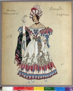 Návrh kostýmů pro hru le bal masque od Michaila Lermontova (1814-1841) (Návrh kostýmů pro hru Maškaráda od M. Lermontova). Dílo Alexandra Jakovleviče Golovina (Alexander Golovin) (1863-1930), akvarel, kvaš, inkoust a tužka na pa od Aleksandr Jakovlevic Golovin