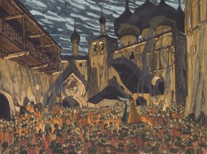 Scénický návrh k opeře Služka z Pskova N. Rimského-Korsakova od Aleksandr Jakovlevic Golovin