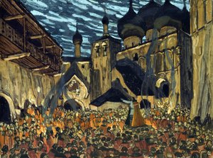 Scénický návrh k opeře Služka z Pskova N. Rimského-Korsakova - Golovin, Alexandr Jakovlevič (1863-1930) - 1901 - Tempera na kartonu - 39x52 - Soukromá sbírka od Aleksandr Jakovlevic Golovin