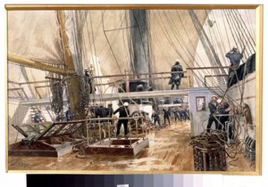Fregata Světlana (Fregata Světlana). Obraz Alexandra Karloviče Beggrova (1841-1914). Akvarel na papíře, 29,1 x 44,5 cm