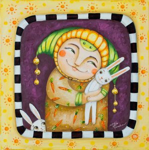 Usmívající se postavička a králíčci od Aleksandra Paranchenko