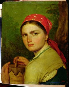Dívka se sklenicí z březové kůry, kolem roku 1824
