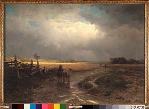 The Thaw (Thaw) - obraz Alexeje Kondratyeviče Savrasova (Savrasova) (1830-1897), olej na plátně