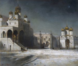 Katedrální náměstí v moskevském Kremlu v noci, 1878
