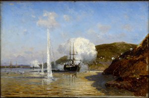 Guerre russo-turque de 1877-1878 - Akce Nikolaje Skrydlova (1844-1918) na Dunaji par Alexej Petrovič Bogolyubov (Bogoliubov ou Bogolioubov) (1824-1896) od Aleksei Petrovich Bogolyubov