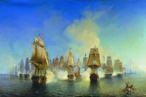 Námořní bitva o Athos od Aleksei Petrovich Bogolyubov