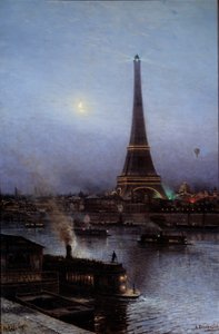 Pohled na Eiffelovu věž v noci v roce 1889 Obraz Alexeje Petroviče Bogoliouboffa