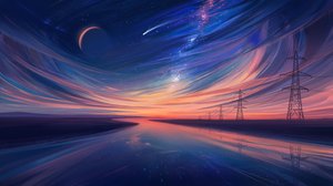 Elektrické vedení u řeky Twilight od Alena Aenami