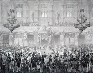 Státní banket u příležitosti korunovace Ferdinanda I. (1793-1875) od Alessandro (after) Sanquirico