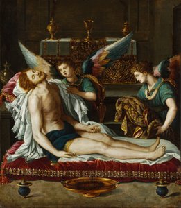 Le Corps du Christ oint par deux anges - Tělo Kristovo pomazané dvěma anděly - Allori, Alessandro (1535-1607) - cca 1593 - Olej na mědi - 45x39 - Szepmuveszeti Muzeum, Budapešť od Alessandro Allori