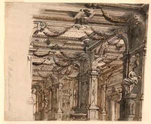 Scéna: Interiér paláce od Alessandro Galli Bibiena, 1686 – 1748
