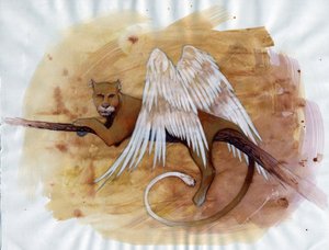 Báječná bytost: znázornění chiméry, fantastické zvíře s hlavou lva, tělo kozy a hadí ocas. Kresba Alessandro Lonati od Alessandro Lonati