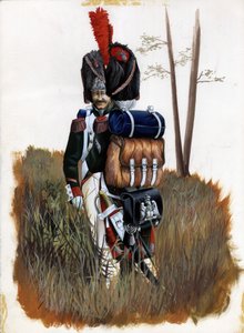 První císařství (1804-1814 a 1815): Granátníci z Královské gardy Velké napoleonské Armee v Itálii. Kresba Alessandro Lonati od Alessandro Lonati