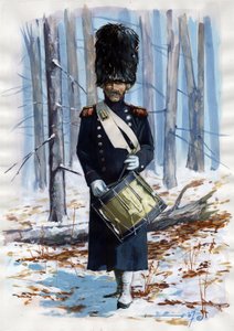 První císařství (1804-1814 a 1815): voják velké napoleonské armády, buben granátníků francouzské císařské gardy v plášti od Alessandro Lonati