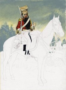 První císařství (1804-1814 a 1815): voják lehké jízdy velké francouzské napoleonské armády. Nedokončená kresba Alessandro Lonati. od Alessandro Lonati