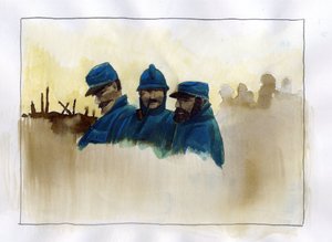 První světová válka: Francouzští vojáci během I. světové války Barevná kresba Alessandra Lonatiho od Alessandro Lonati