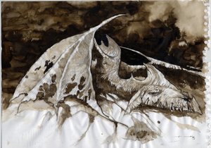 Ilustrace fantastického a legendárního zvířete: mrtvého draka. Barevná kresba Alessandra Lonatiho. od Alessandro Lonati