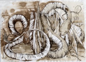 Ilustrace fantastického a legendárního zvířete: draka s tělem dlouhým jako had. Barevná kresba Alessandra Lonatiho. od Alessandro Lonati