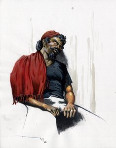 Merirosvo (yksityismies) tai nukkuva merimies. Väripiirustus Alessandro Lonati. od Alessandro Lonati