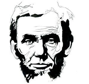 Portrét Abrahama Lincolna (1809-1865) prezidenta Spojených států amerických (Portrét amerického prezidenta Abrahama Lincolna) od Alessandro Lonati