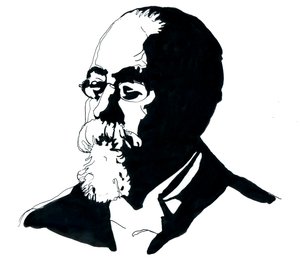 Cesare Lombroson muotokuva (1835-1909), Italian kriminologian koulun perustaja (Cesare Lombroson muotokuva italialainen kriminologi ja lääkäri, Italian positivistisen kriminologian koulun perustaja) od Alessandro Lonati