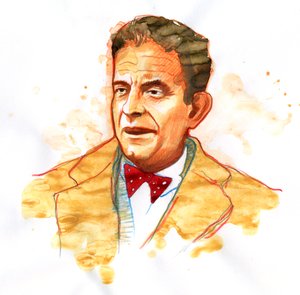 Portrét francouzského psychiatra a psychoanalytika Jacquese Lacana (1901-1981) (Portrét francouzského psychoanalytika a psychiatra Jacquese Lacana) od Alessandro Lonati