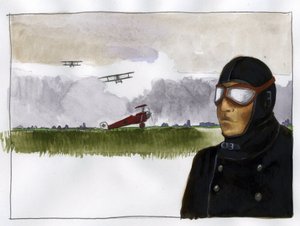 Portrét Manfreda von Richthofena přezdívá červený baron (1892-1918) Německý letec (Portrét Manfreda von Richthofena, rudého barona, německého stíhacího pilota) Ilustrace Alessandro Lonati od Alessandro Lonati