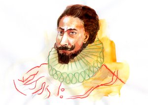 Portrét Miguela de Cervantes Saavedra (1547-1616) (Portrét španělského spisovatele Miguela de Cervantes Saavedra) od Alessandro Lonati